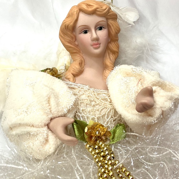 Vintage Victorian Angel Ornament Set of 7 – Feather Skirt Ladies Christmas Decor - Picture 5 of 16